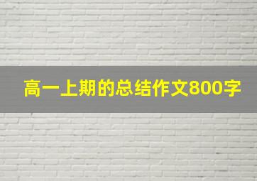 高一上期的总结作文800字