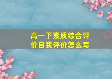 高一下素质综合评价自我评价怎么写