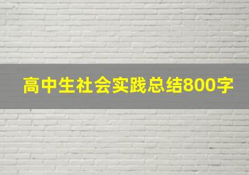 高中生社会实践总结800字