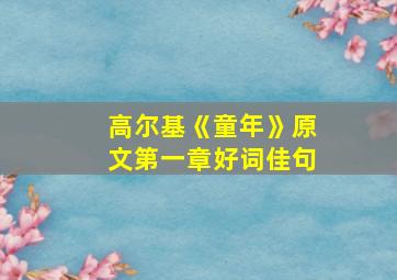 高尔基《童年》原文第一章好词佳句