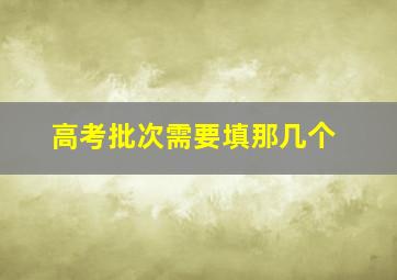 高考批次需要填那几个