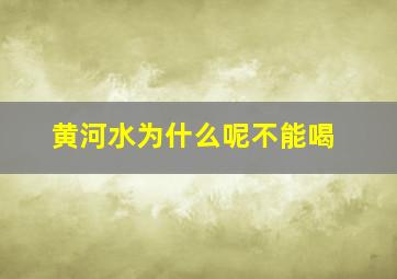 黄河水为什么呢不能喝