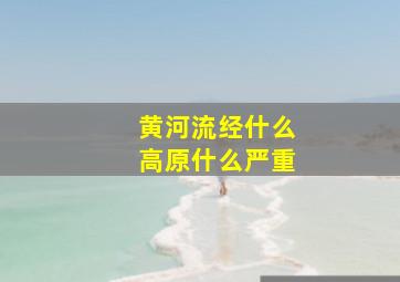 黄河流经什么高原什么严重