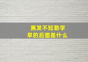 黑发不知勤学早的后面是什么