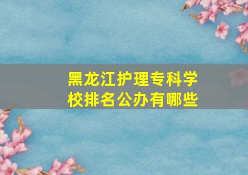 黑龙江护理专科学校排名公办有哪些