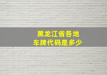 黑龙江省各地车牌代码是多少