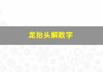 龙抬头解数字